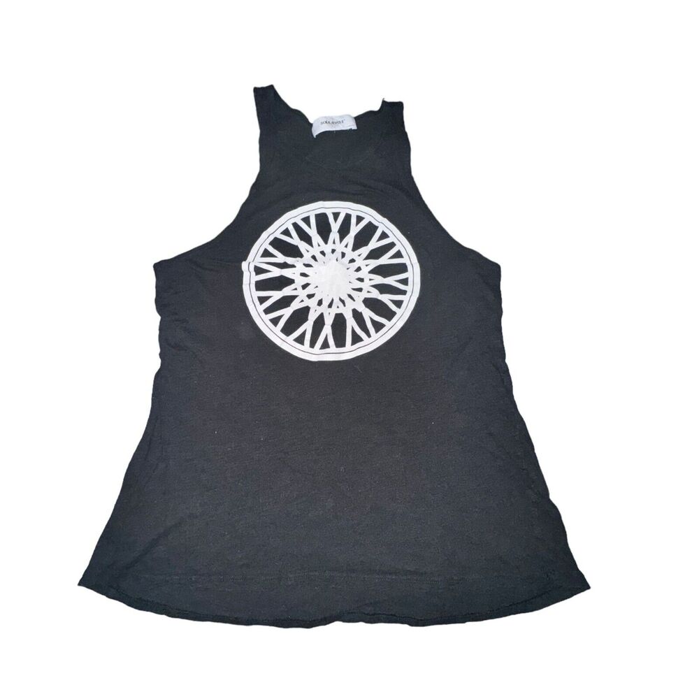 Soulcycle Muscle Tank Top Women's M Black White Wheel Design Small Spellout Back